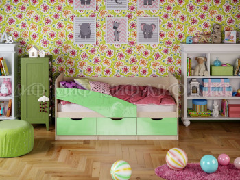 Кровать Бабочки 1,6м (Салатовый металлик) в Дупленской - duplenskaya.mebel54.com | фото