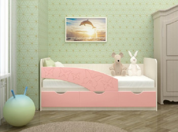 Кровать Бабочки 1,8м (Розовый металлик) в Дупленской - duplenskaya.mebel54.com | фото