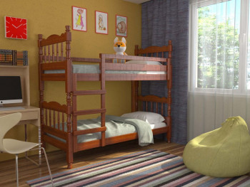 Кровать двухъярусная Соня из массива сосны 800*1890 Орех в Дупленской - duplenskaya.mebel54.com | фото