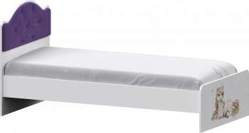 Кровать Каспер с мягкой спинкой и фотопечатью (900х1900)Белый/Фиолетовый в Дупленской - duplenskaya.mebel54.com | фото