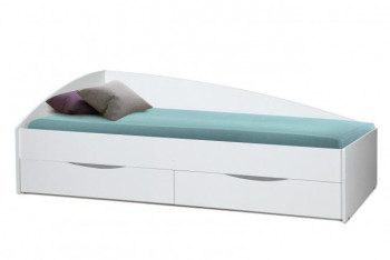 Кровать одинарная "Фея - 3" (асимметричная) (2000х900) New/(белый / белый / ДВПО белый) в Дупленской - duplenskaya.mebel54.com | фото