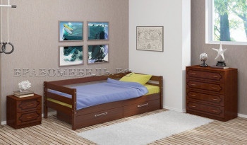 Кровать одинарная ГЛОРИЯ из массива сосны  900*2000 (Орех) в Дупленской - duplenskaya.mebel54.com | фото