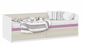 Кровать «Сканди» с 2 ящиками Дуб Гарден/Белый/Лиловый в Дупленской - duplenskaya.mebel54.com | фото