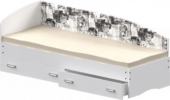 Кровать Софа-9 с мягкой спинкой с рисунком Милана (900х2000) Белый в Дупленской - duplenskaya.mebel54.com | фото