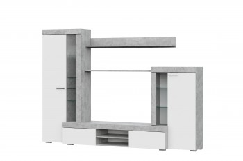 Мебель для гостиной МГС 5 Цемент светлый / Белый в Дупленской - duplenskaya.mebel54.com | фото