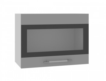 Норд ШВГС 600 Шкаф верхний горизонтальный со стеклом (Софт черный/корпус Белый) в Дупленской - duplenskaya.mebel54.com | фото