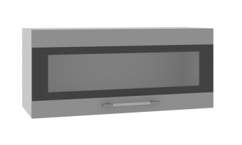 Норд ШВГС 800 Шкаф верхний горизонтальный со стеклом (Софт черный/корпус Белый) в Дупленской - duplenskaya.mebel54.com | фото