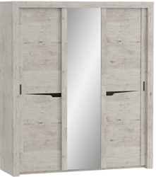Шкаф трехдверный Соренто с раздвижными дверями Дуб бонифаций/Кофе структурный матовый в Дупленской - duplenskaya.mebel54.com | фото
