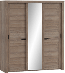 Шкаф трехдверный Соренто с раздвижными дверями Дуб стирлинг/Кофе структурный матовый в Дупленской - duplenskaya.mebel54.com | фото